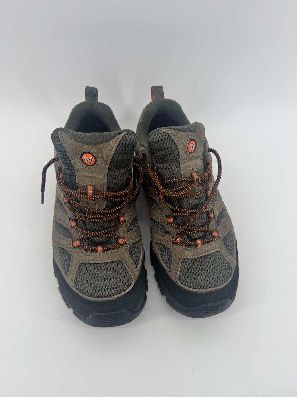 Merrell men’s Moab Gore Tex Gray with Orange hiking shoes wide size 10W like new